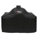 Primo Vinyl Grill Cover for Oval XL 400 & Round Kamado on Curved Cypress Table 