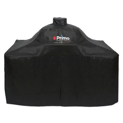 [PG00410] Primo Vinyl Grillabdeckung für Oval XL 400 & Runde Kamado auf Gebogenem Zypressentisch